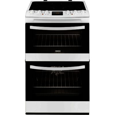 Zanussi ZCV48300WA 55cm Electric Ceramic Double Oven Cooker in White